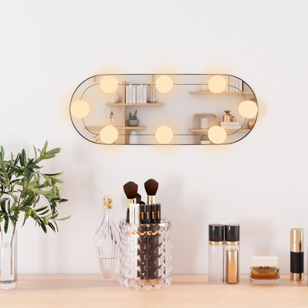 vidaXL Miroir mural avec lumières LED 15x40 cm verre ovale