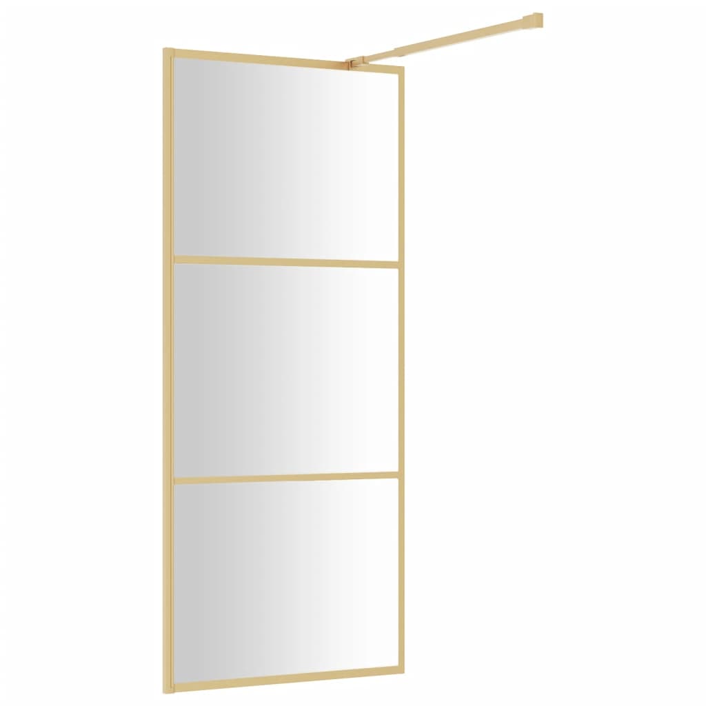 vidaXL Paroi de douche avec verre ESG transparent doré 90x195 cm