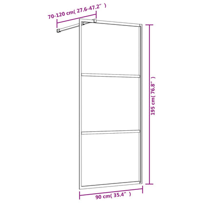 vidaXL Paroi de douche avec verre ESG transparent doré 90x195 cm
