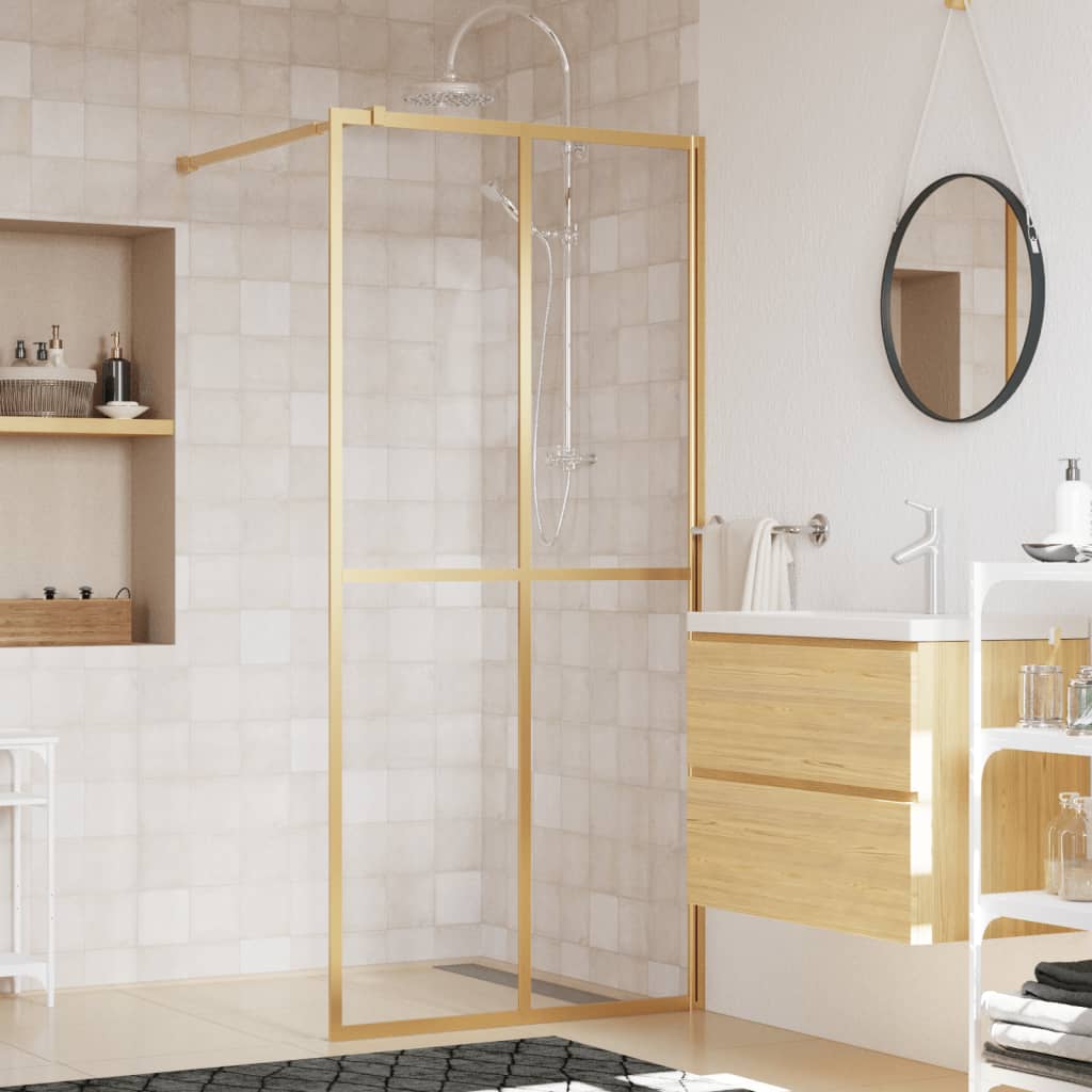 vidaXL Paroi de douche avec verre ESG transparent doré 90x195 cm