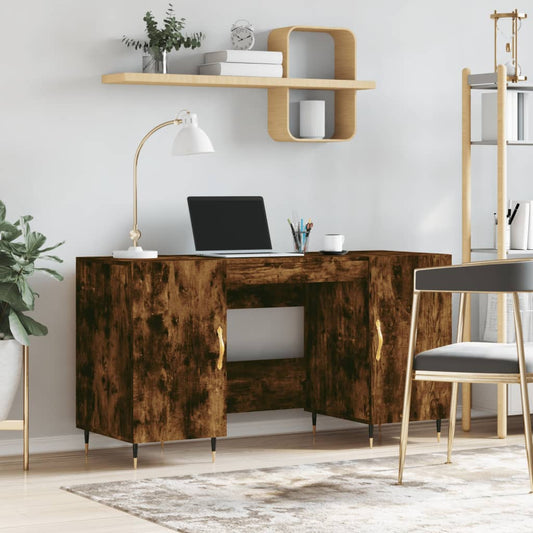 vidaXL Bureau chêne fumé 140x50x75 cm bois d'ingénierie