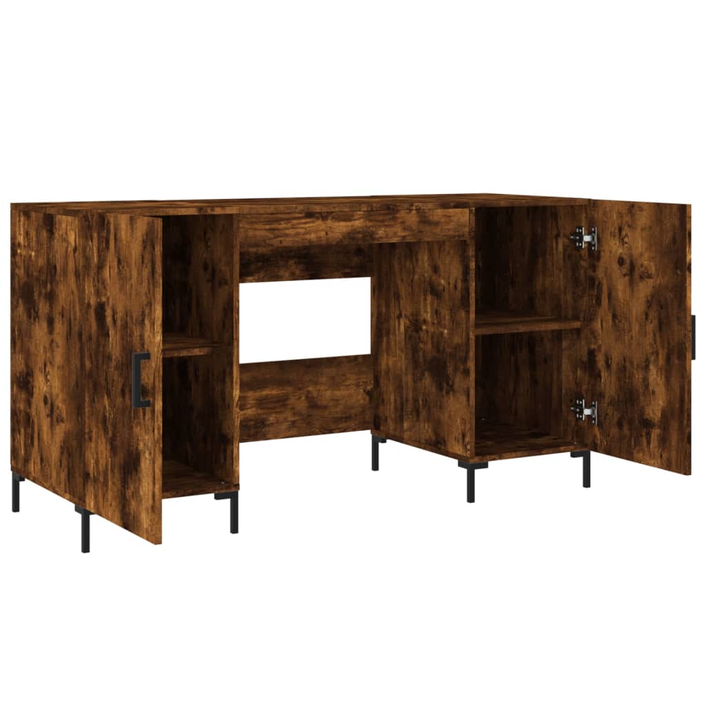 vidaXL Bureau chêne fumé 140x50x75 cm bois d'ingénierie