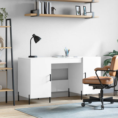 vidaXL Bureau Blanc brillant 140x50x75 cm Bois d'ingénierie