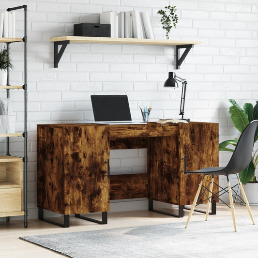 vidaXL Bureau chêne fumé 140x50x75 cm bois d'ingénierie