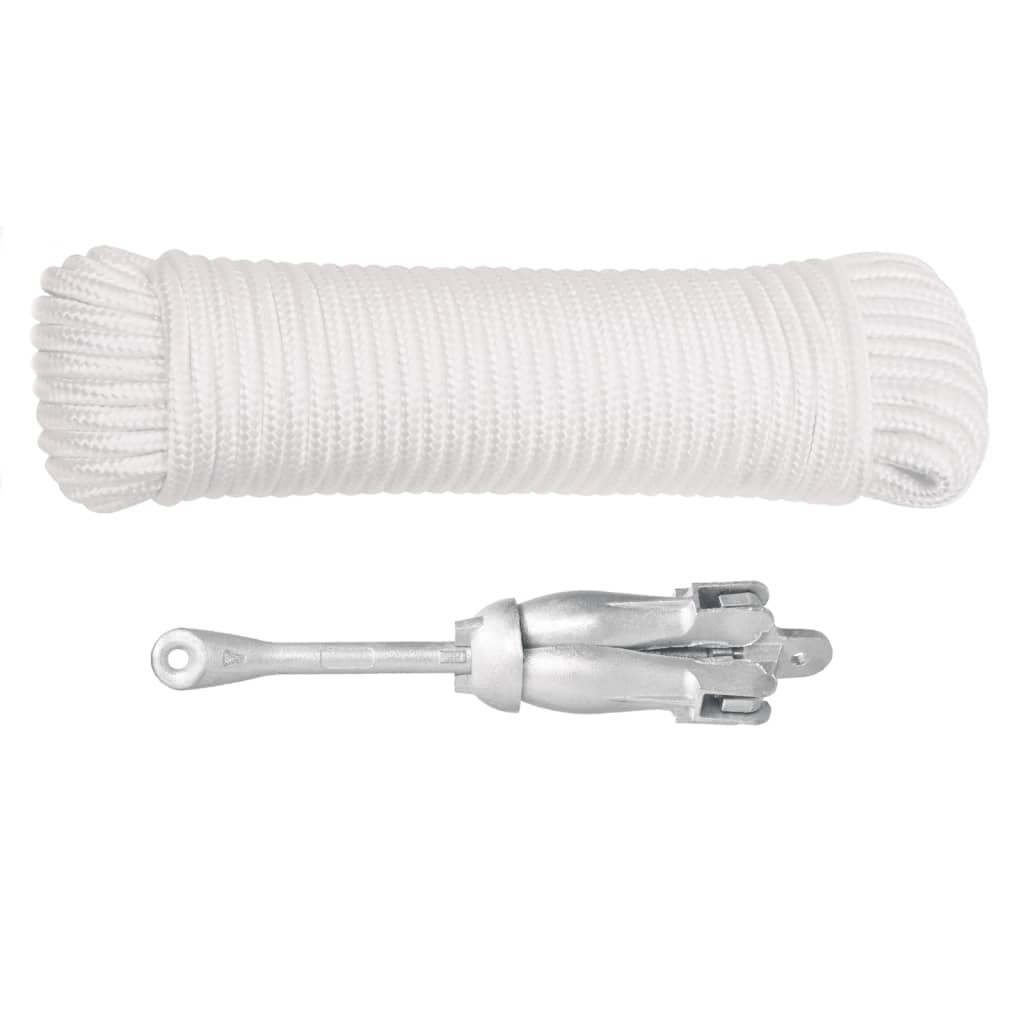 vidaXL Ancre pliable avec corde argenté 1,5 kg fer malléable