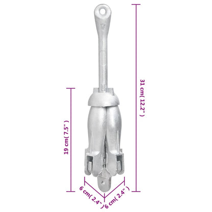 vidaXL Ancre pliable avec corde argenté 1,5 kg fer malléable