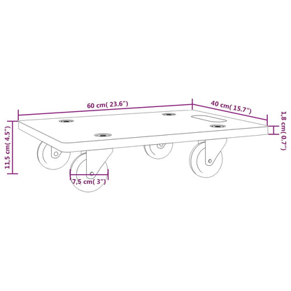 vidaXL Chariots sur roulettes 2 pcs rectangulaire 60x40x11,5 cm