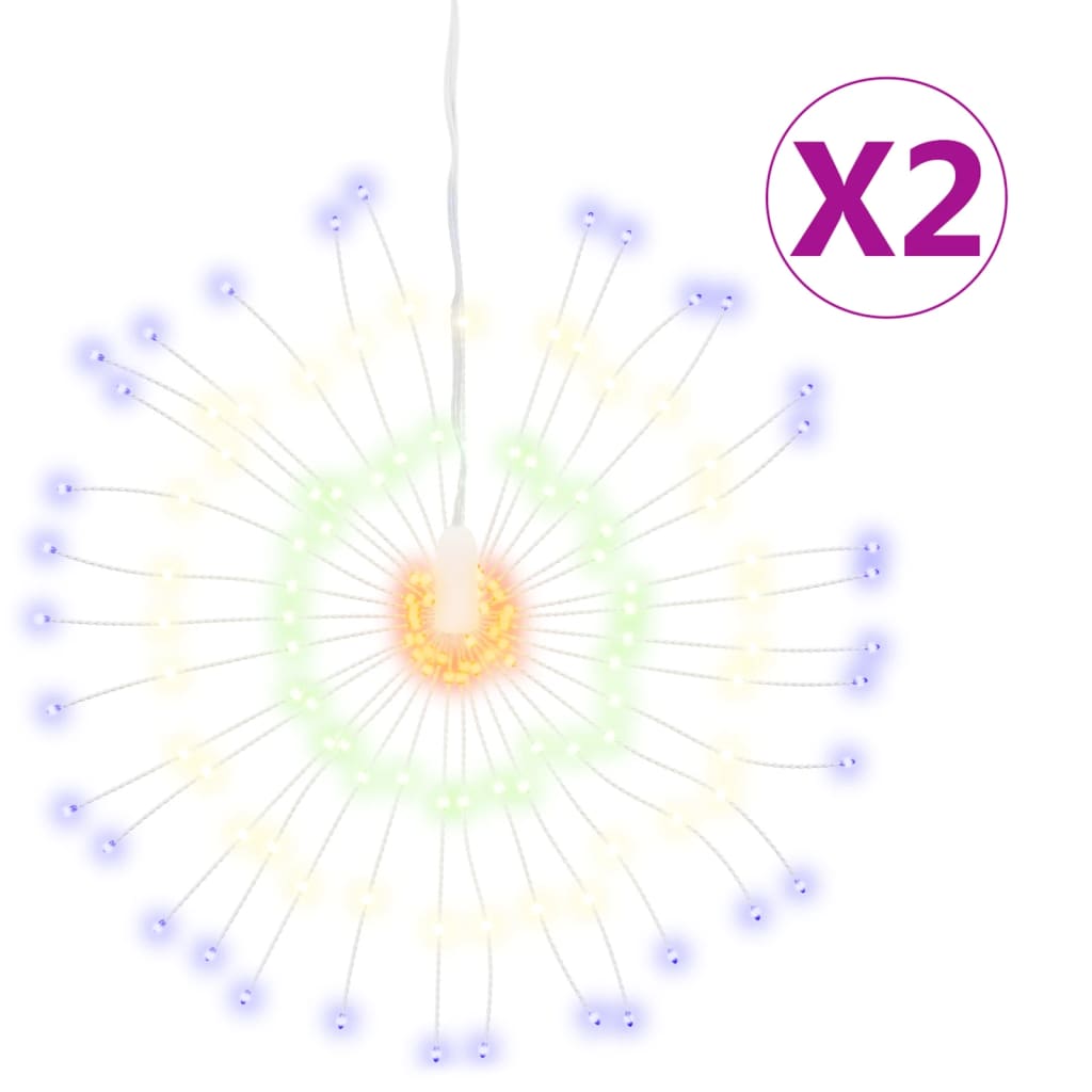 vidaXL Étoile rayonnante de Noël 140 LED 2 pcs multicolore 17 cm