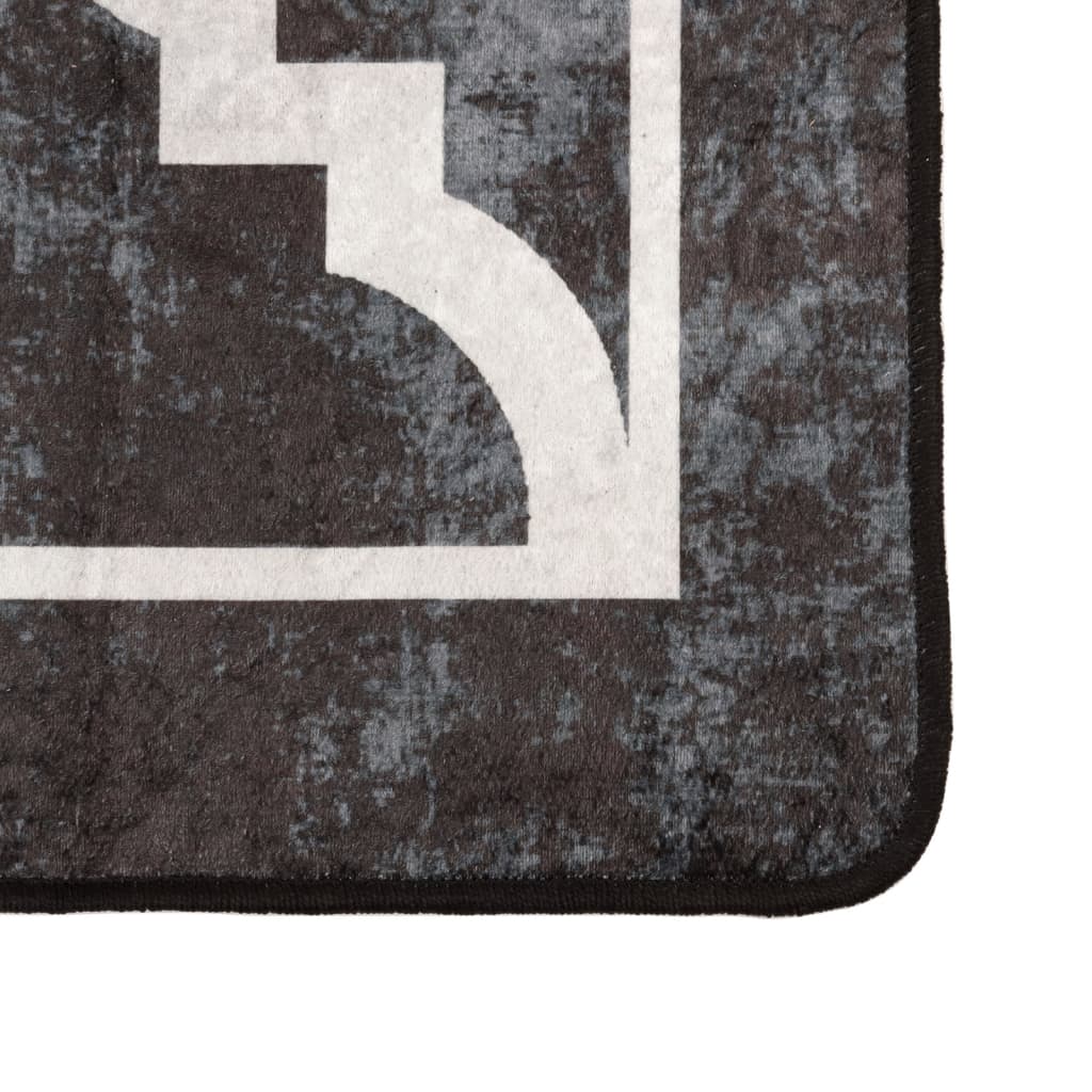 vidaXL Tapis lavable noir et blanc 80x150 cm antidérapant