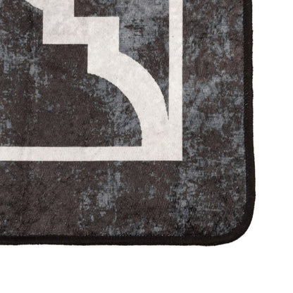 vidaXL Tapis lavable noir et blanc 80x150 cm antidérapant