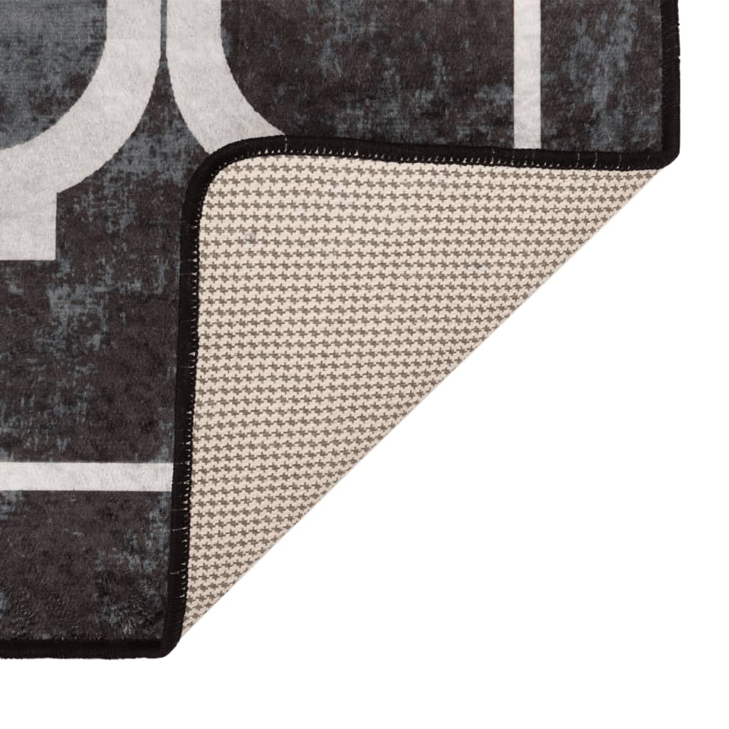 vidaXL Tapis lavable noir et blanc 80x150 cm antidérapant