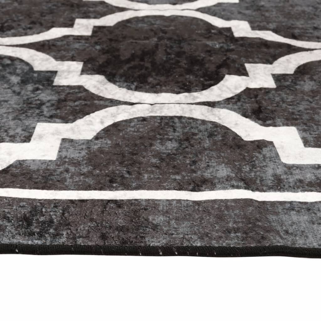 vidaXL Tapis lavable noir et blanc 80x150 cm antidérapant