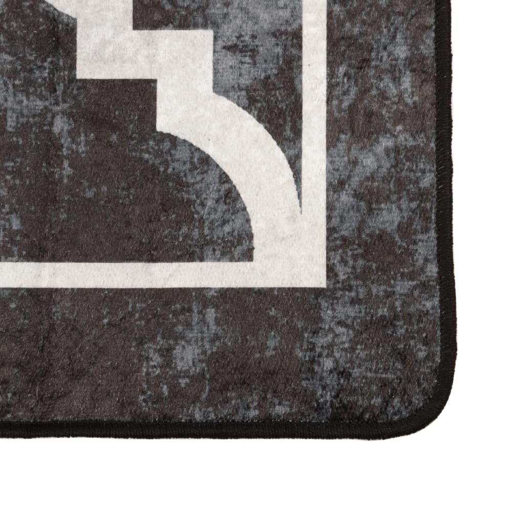 vidaXL Tapis lavable noir et blanc 190x300 cm antidérapant