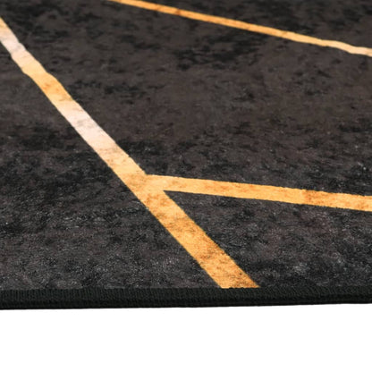 vidaXL Tapis lavable noir et doré 190x300 cm antidérapant