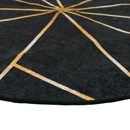 vidaXL Tapis lavable noir et doré Ø 120 cm antidérapant