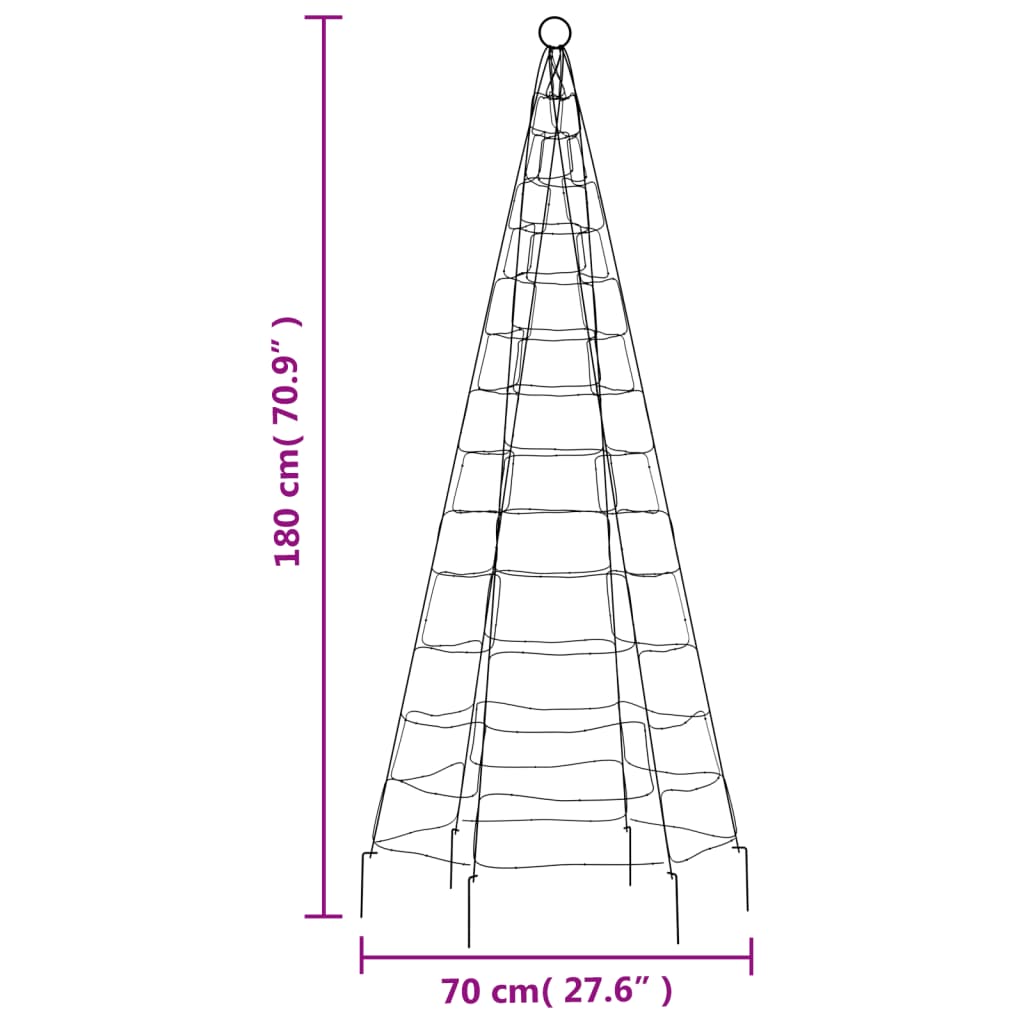 vidaXL Arbre de Noël lumineux sur mât de drapeau 200 LED blanc 180 cm
