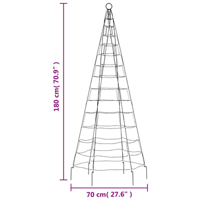 vidaXL Arbre de Noël lumineux sur mât de drapeau 200 LED blanc 180 cm