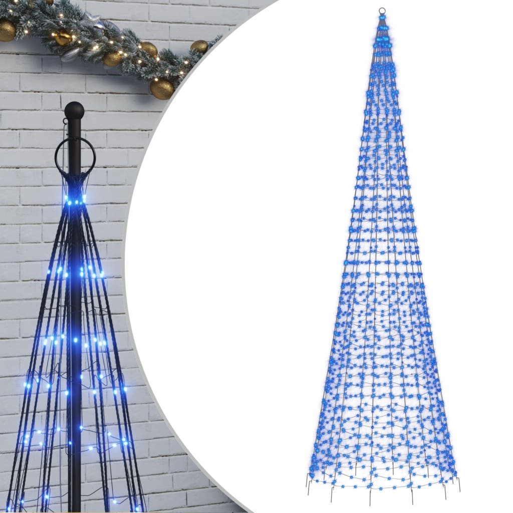 vidaXL Arbre de Noël lumineux sur mât de drapeau 1534 LED bleu 500 cm