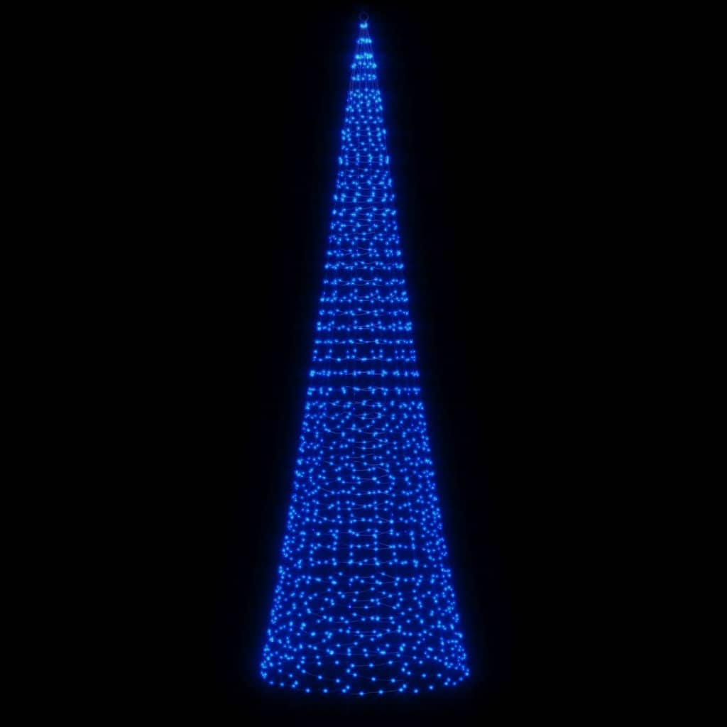 vidaXL Arbre de Noël lumineux sur mât de drapeau 1534 LED bleu 500 cm