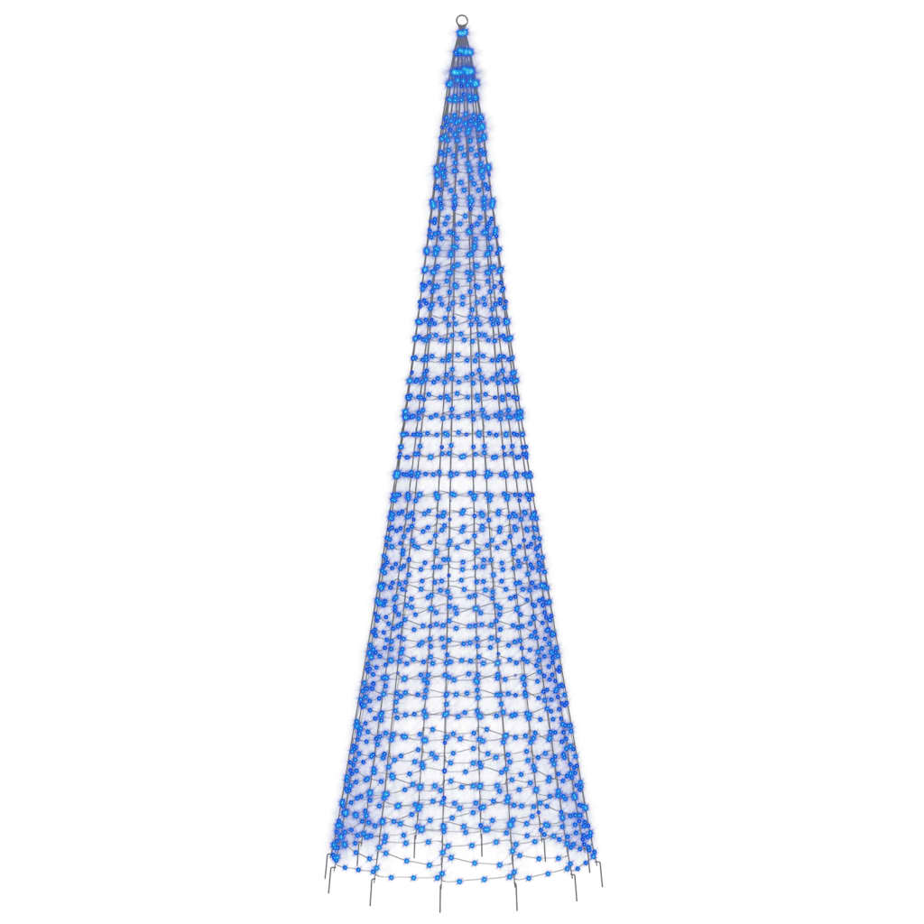 vidaXL Arbre de Noël lumineux sur mât de drapeau 1534 LED bleu 500 cm