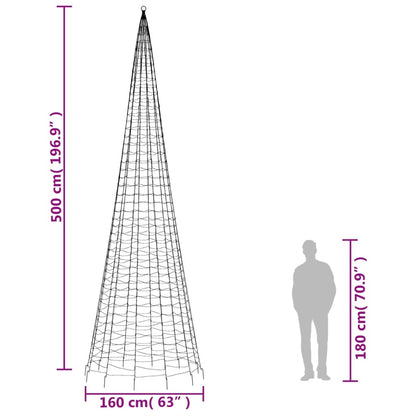 vidaXL Arbre de Noël lumineux sur mât de drapeau 1534 LED bleu 500 cm