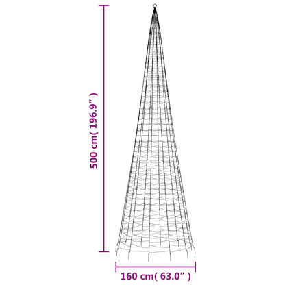 vidaXL Arbre de Noël lumineux sur mât de drapeau 1534 LED bleu 500 cm