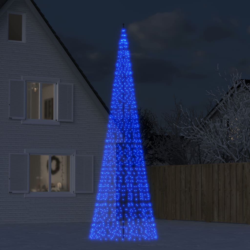 vidaXL Arbre de Noël lumineux sur mât de drapeau 1534 LED bleu 500 cm