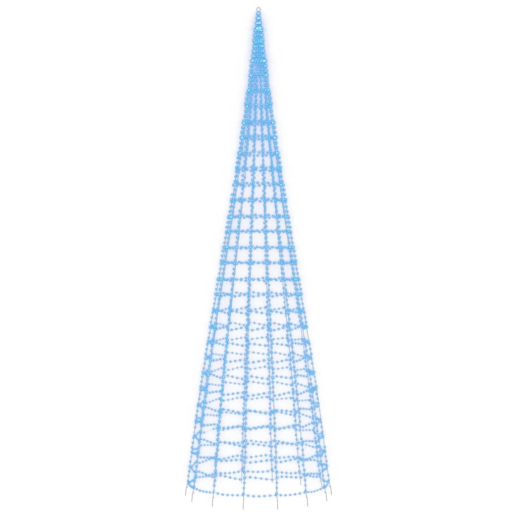 vidaXL Arbre de Noël lumineux sur mât de drapeau 3000 LED bleu 800 cm