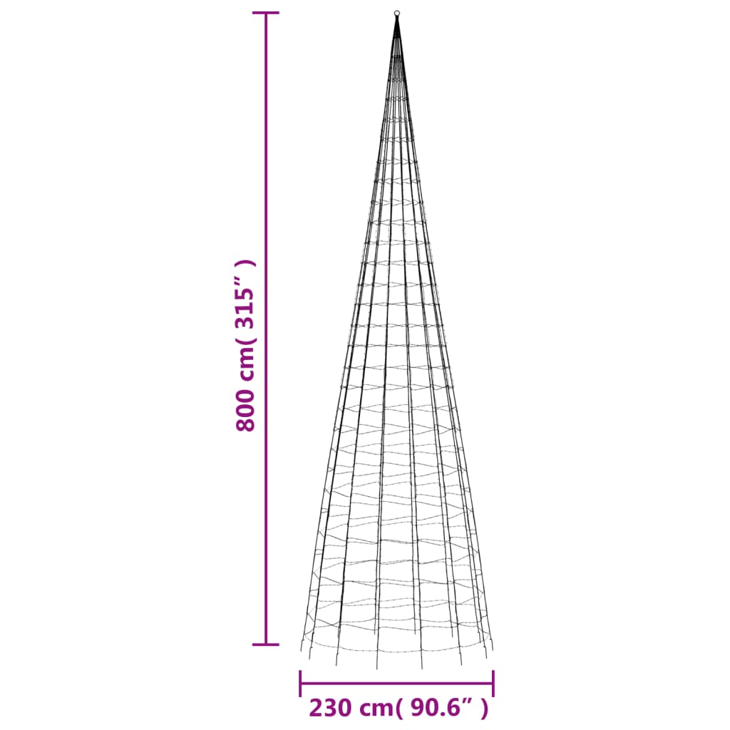 vidaXL Arbre de Noël lumineux sur mât de drapeau 3000 LED bleu 800 cm