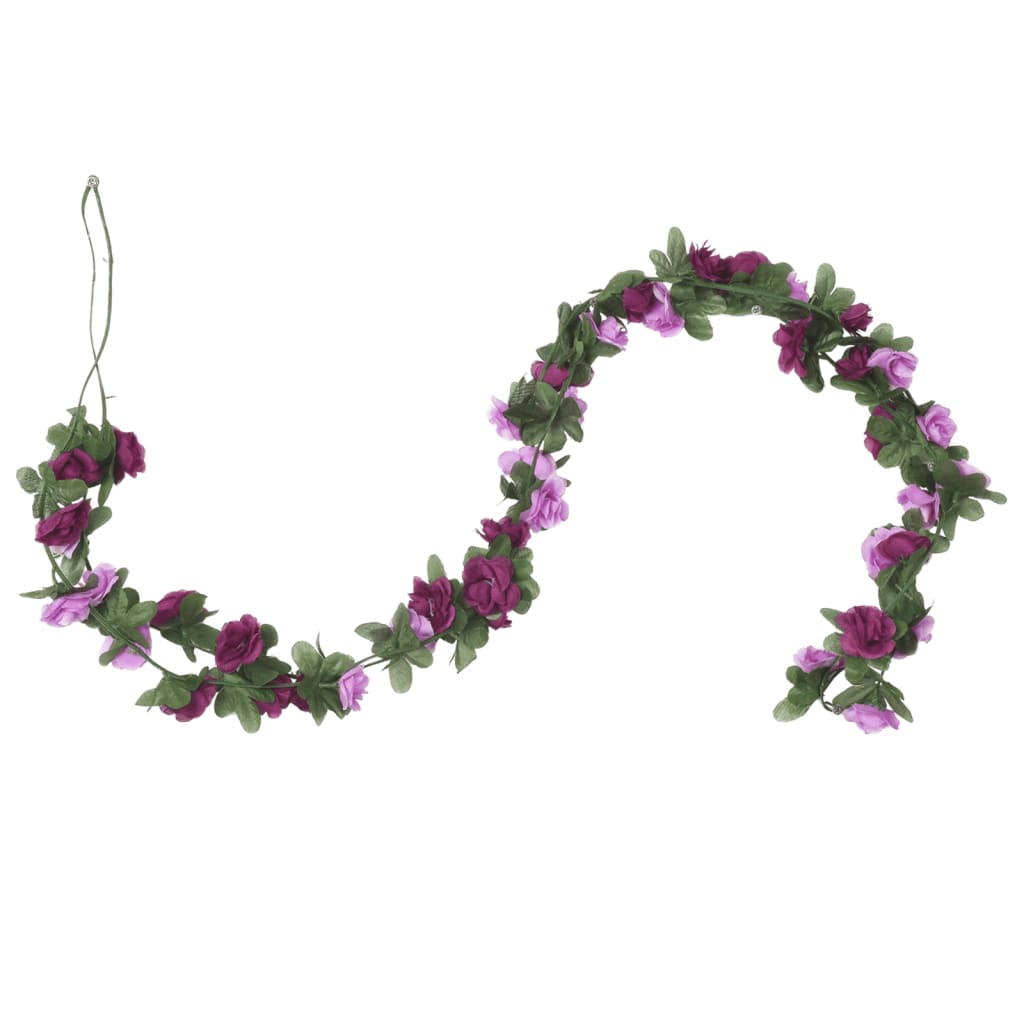 vidaXL Guirlandes de fleurs artificielles 6 pcs violet clair 250 cm