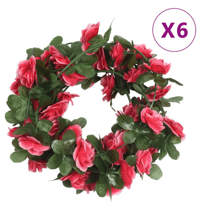 vidaXL Guirlandes de fleurs artificielles 6 pcs rouge rosé 250 cm