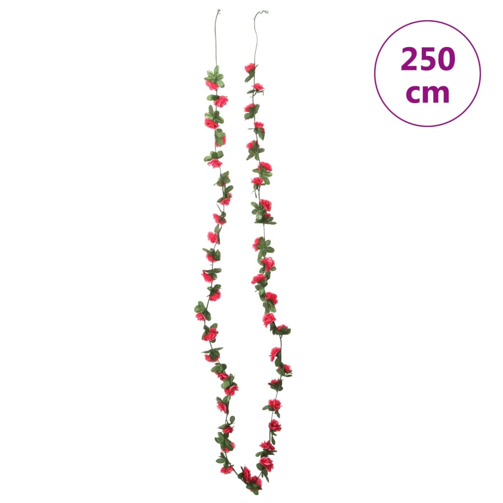 vidaXL Guirlandes de fleurs artificielles 6 pcs rouge rosé 250 cm