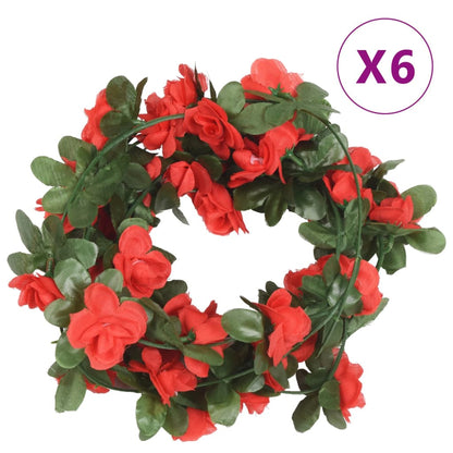 vidaXL Guirlandes de fleurs artificielles 6 pcs rouge 250 cm