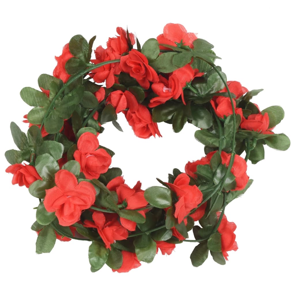 vidaXL Guirlandes de fleurs artificielles 6 pcs rouge 250 cm