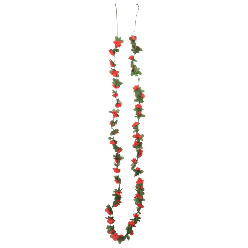 vidaXL Guirlandes de fleurs artificielles 6 pcs rouge 250 cm