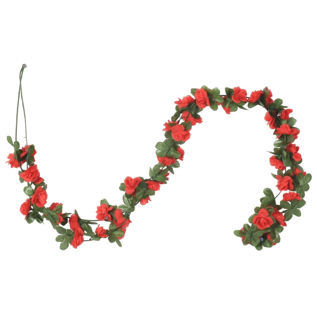 vidaXL Guirlandes de fleurs artificielles 6 pcs rouge 250 cm