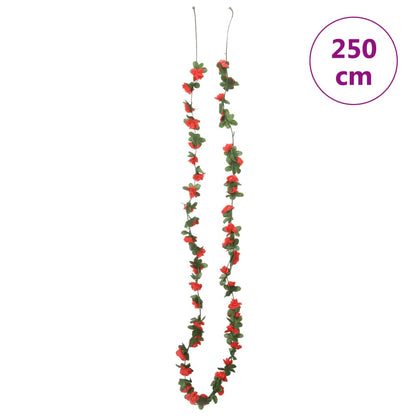 vidaXL Guirlandes de fleurs artificielles 6 pcs rouge 250 cm