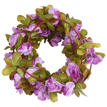 vidaXL Guirlandes de fleurs artificielles 6 pcs violet clair 250 cm