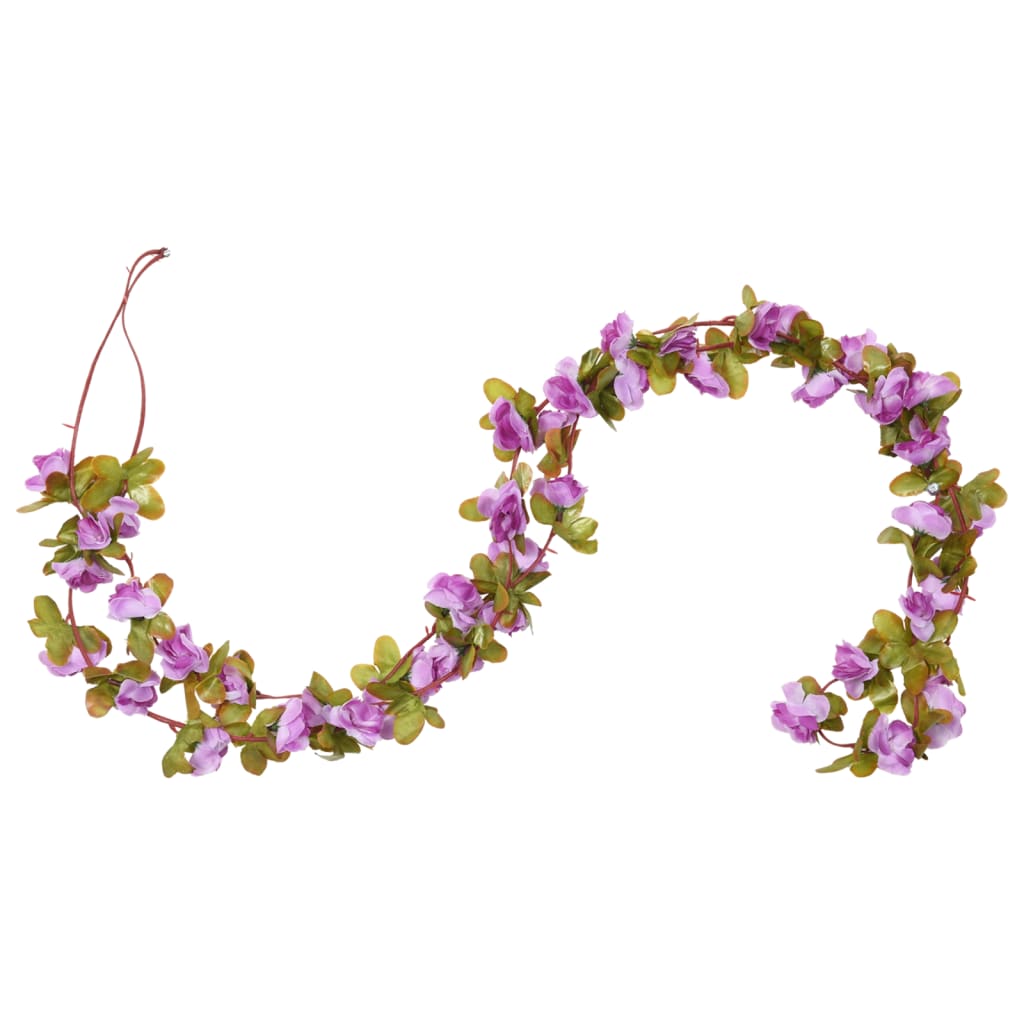 vidaXL Guirlandes de fleurs artificielles 6 pcs violet clair 250 cm