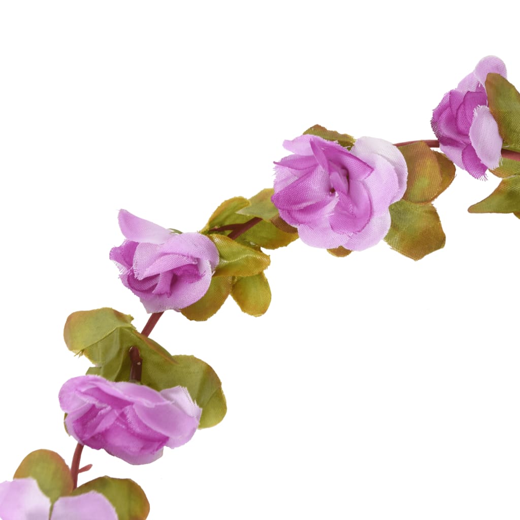 vidaXL Guirlandes de fleurs artificielles 6 pcs violet clair 250 cm