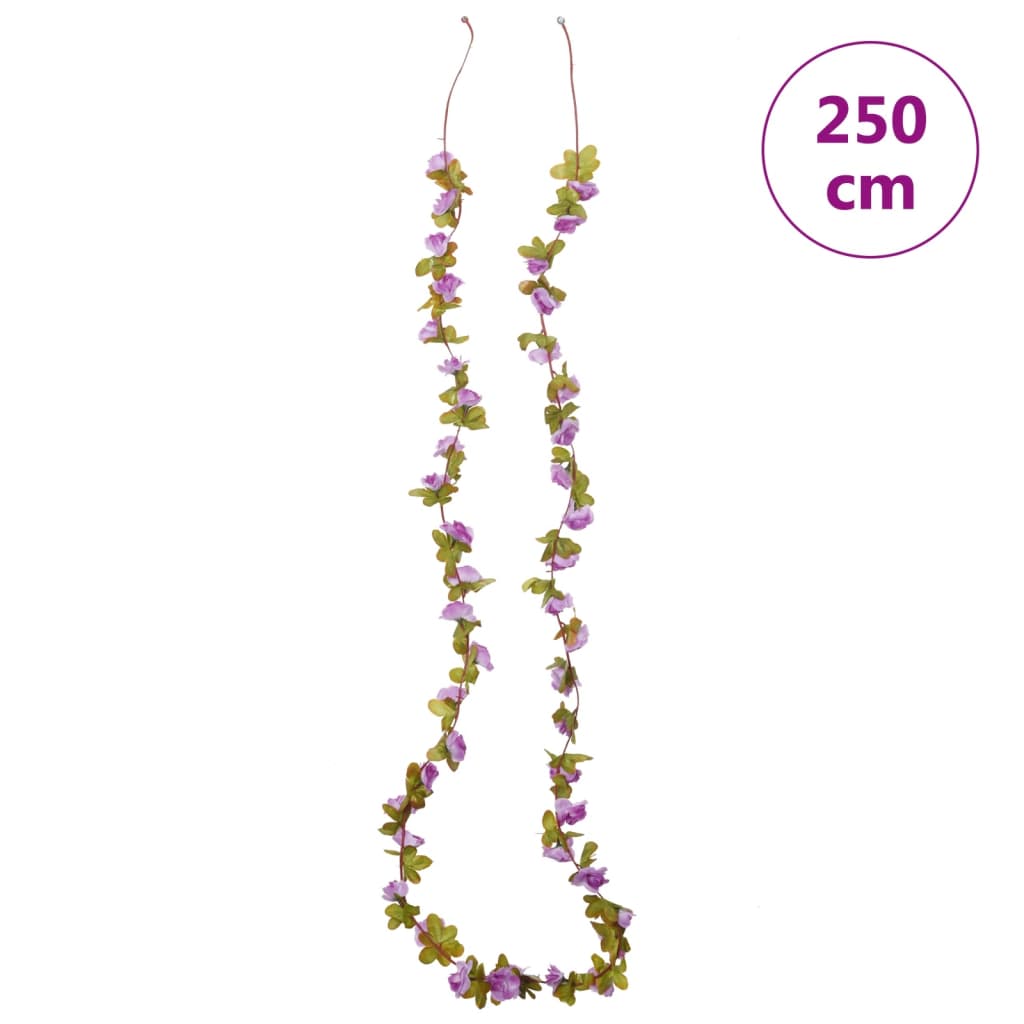 vidaXL Guirlandes de fleurs artificielles 6 pcs violet clair 250 cm