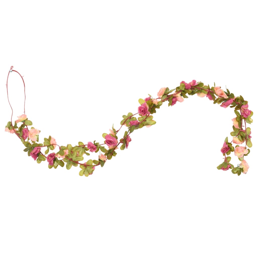 vidaXL Guirlandes de fleurs artificielles 6 pcs rouge rosé 250 cm