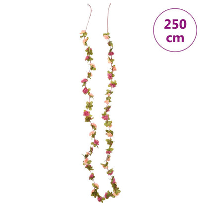 vidaXL Guirlandes de fleurs artificielles 6 pcs rouge rosé 250 cm