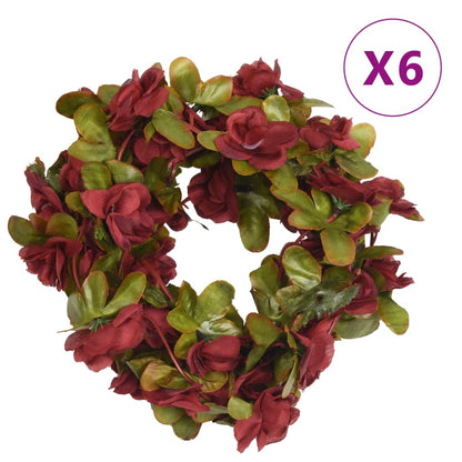 vidaXL Guirlandes de fleurs artificielles 6 pcs rouge bordeaux 250 cm