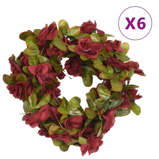 vidaXL Guirlandes de fleurs artificielles 6 pcs rouge bordeaux 250 cm