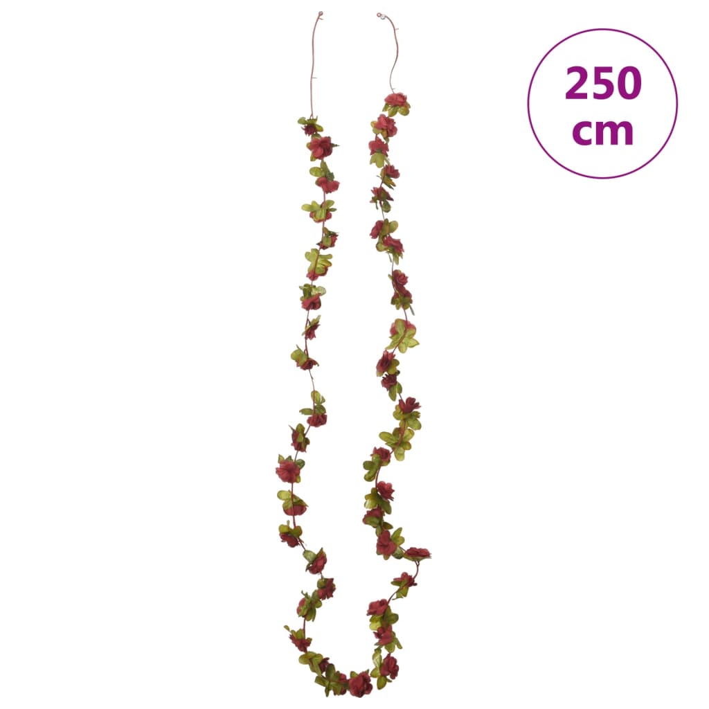 vidaXL Guirlandes de fleurs artificielles 6 pcs rouge bordeaux 250 cm