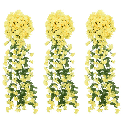 vidaXL Guirlandes de fleurs artificielles 3 pcs Jaune 85 cm