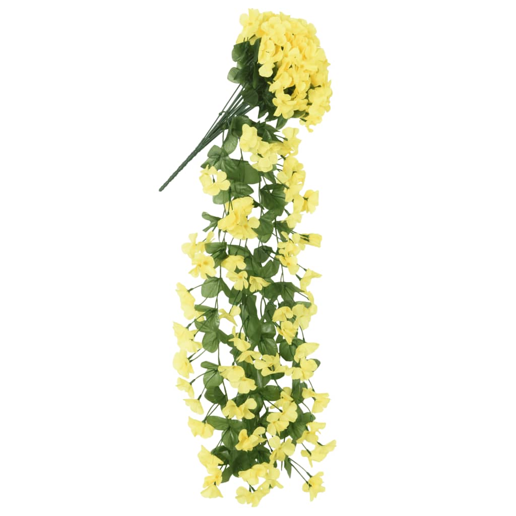 vidaXL Guirlandes de fleurs artificielles 3 pcs Jaune 85 cm