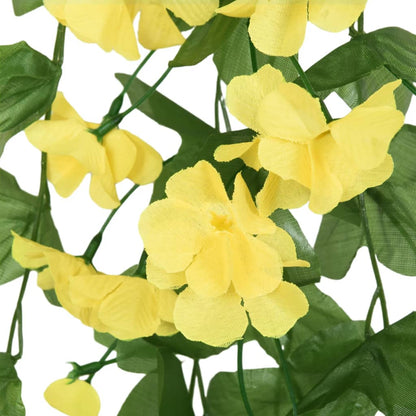 vidaXL Guirlandes de fleurs artificielles 3 pcs Jaune 85 cm