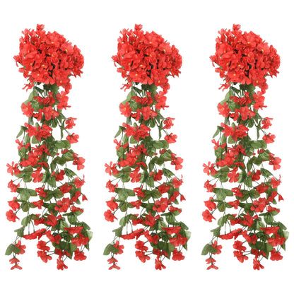 vidaXL Guirlandes de fleurs artificielles 3 pcs rouge 85 cm